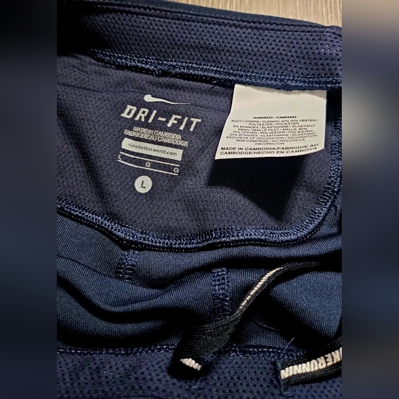 Womens Nike Navy/Caroline blue dri fit compression running leggings size LG - Picture 2 of 8
